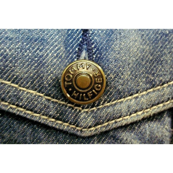 Tommy Hilfiger Jeans Trucker Jacket Vintage Embroidered Denim Stars Flags Size M - Picture 5 of 7